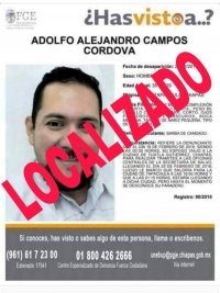 Localiza FGE a Adolfo Campos en Veracruz