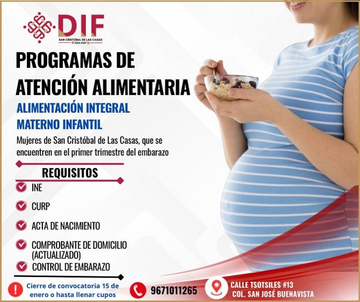 DIF Municipal lanza convocatoria del programa Alimentaci&oacute;n Integral Materno Infantil