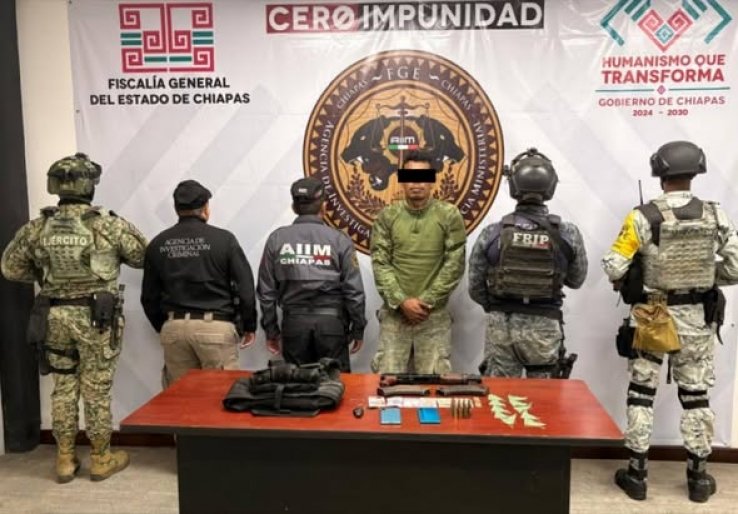En Cintalapa, Grupo Interinstitucional detiene a una persona por los delitos contra la salud y portaci&oacute;n de arma de fuego