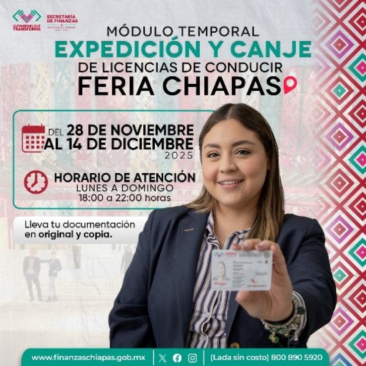 Secretar&iacute;a de Finanzas pone a tu alcance el m&oacute;dulo de licencias en la Feria Chiapas 2025